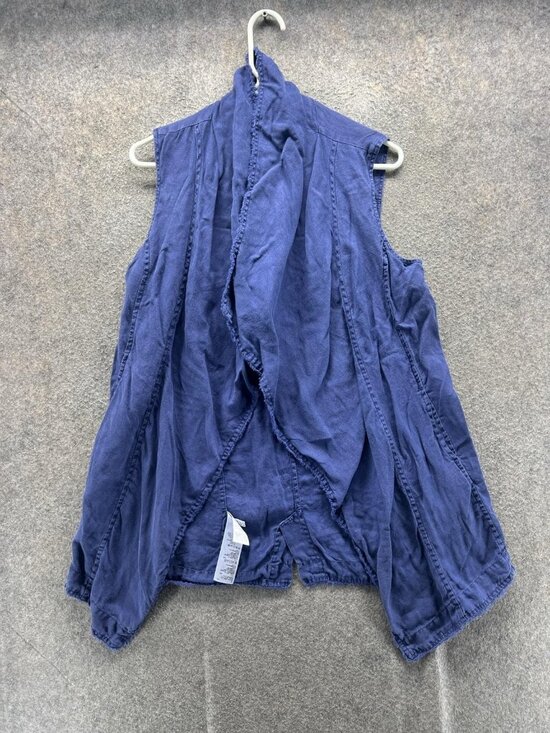 Tommy Bahama Jackets & Blazers - Tommy Bahama Vest Women Small Blue Linen Open Front Ruffle Lightweight Beach